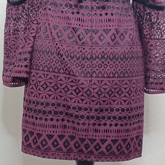 Likely Kakki Sz 4 Off The Shoulder Whimsy Goth Lace Mini Dress - Picture 8 of 14